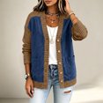thumbnail image 5 of Daiosportswear Cardigan Sweaters for Women Long Sleeve V Neck Button Up Knit Loose Color Block Outwear Coats Brown, 5 of 9