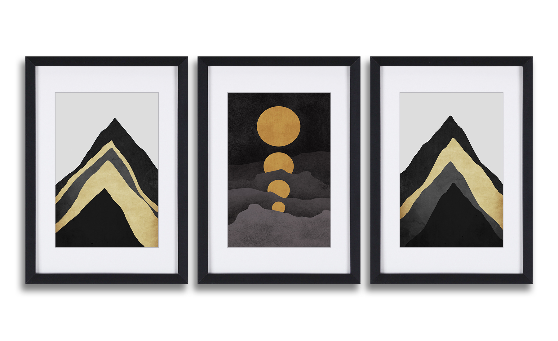 Abstract Mountain Wall Art Modern Contemporary Picture With Black Frame