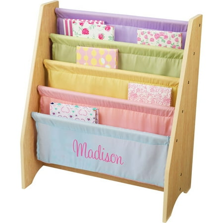 Kidkraft Kids Book Rack, 4 Shelf Personalized Pink Girls Name, Pastel