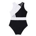 thumbnail image 5 of Rswnyirn Children Girls' Ballet Dance Leotard Sleeveless Mesh Patchwork Criss Cross Back Unitards Black&White 10, 5 of 7