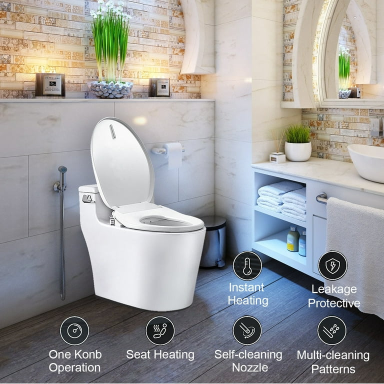 Skulle Stirre butik Electric Bidet Seat For Elongated Toilets,heated Bidet Toilet Seat With  Warm Water And Warm Air Dryer,dual Self-cleaning Nozzles,adjustable Water  Pressure,led Nightlight, Easy Installation - White - Walmart.com