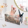 thumbnail image 3 of WOBOGO American Flag Flower Cat Acrylic Pen Holder 4 Compartments Clear Pencil Organizer Makeup Brush Storage Case, 3 of 7