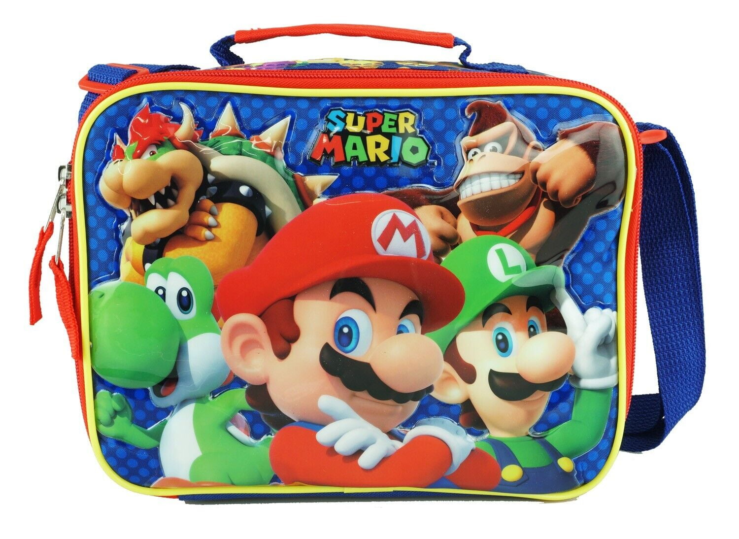 Set Zaino E Contenitori Per Pranzo Super Mario - 5 Pezzi: Bowser, Yoshi, Luigi, Toad - Astuccio E Portachiavi - Per Bambini 3+