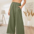 thumbnail image 3 of Pantalón De Pierna Ancha Pantalones de mujer Cintura elástica Mujer Estilo casual Traje diario (Verde militar XXL) Ygjytge para Mujer ejercito verde T L, 3 of 7