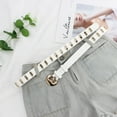 thumbnail image 2 of SWSMCLT Women's Faux Leather Belt Metal Belt For Dress Buckle Riding D Ring Casual Date Night Adjustable Belts White X-Small-Large, 2 of 2
