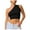 Black, variant on Women One Shoulder Backless Knitted Crop Top Sexy Sleeveless Strappy Open Back Cami Tank Tops Khaki S