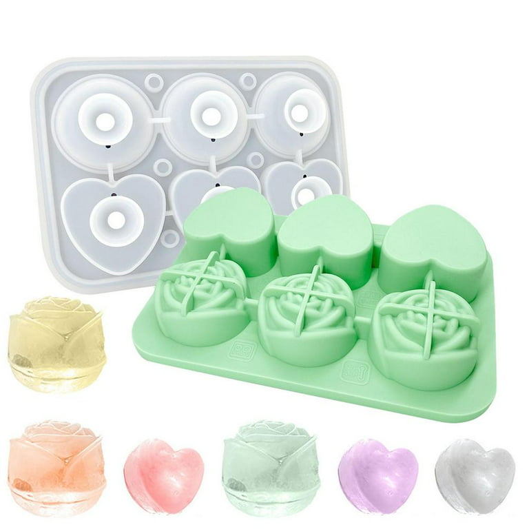 Tohuu Rose Flower Ice Cube Mold 6 Cavity Rose And Heart Silicone