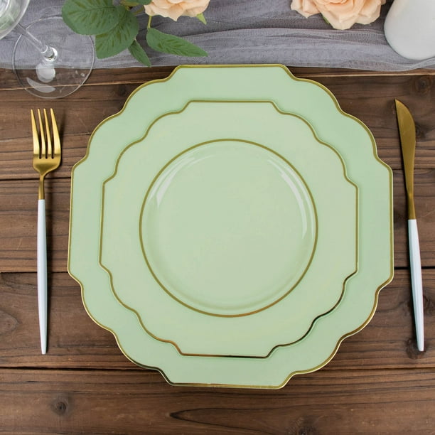 Efavormart 10 Pack | 8" Sage Green Hard Plastic Dessert Appetizer Plates, Disposable Tableware ...