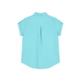 thumbnail image 5 of ClodeEU Womens Linen Button Up Short Sleeve Shirt ,Summer Casual Lapel Collared Shirts Sky Blue,Womens Plus XL, 5 of 7