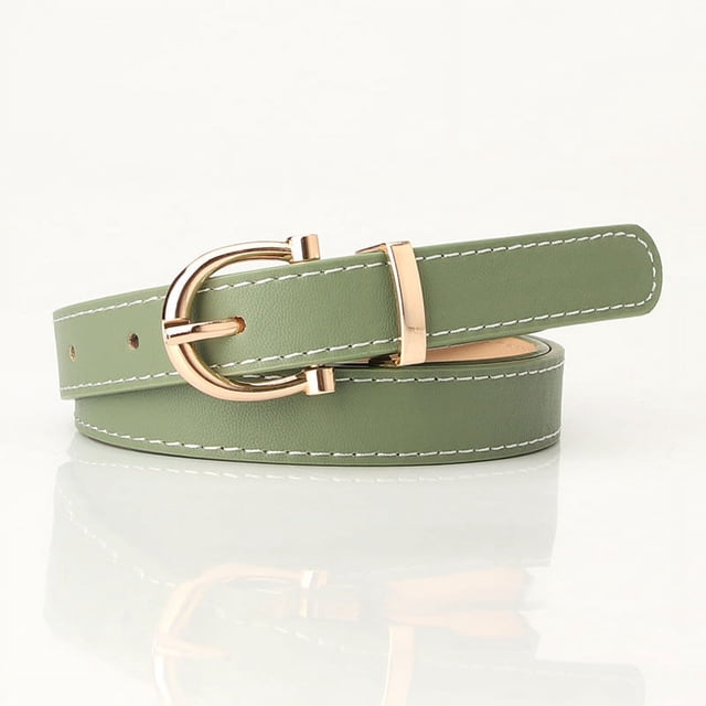 Firefly Hope Cinturón de piel sintética para mujer, para vestir y jeans, con hebilla dorada, para niñas y mujeres (verde)