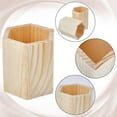 thumbnail image 3 of Topboutique Wooden Pen Holder 2 Pcs Hexagon Shaped Tabletop Pencil Container Unfinished Wood Pencil Holder Desktop Brush Holder Multipurpose Storage Cup for Home Office DIY Crafts Projects, 3 of 6