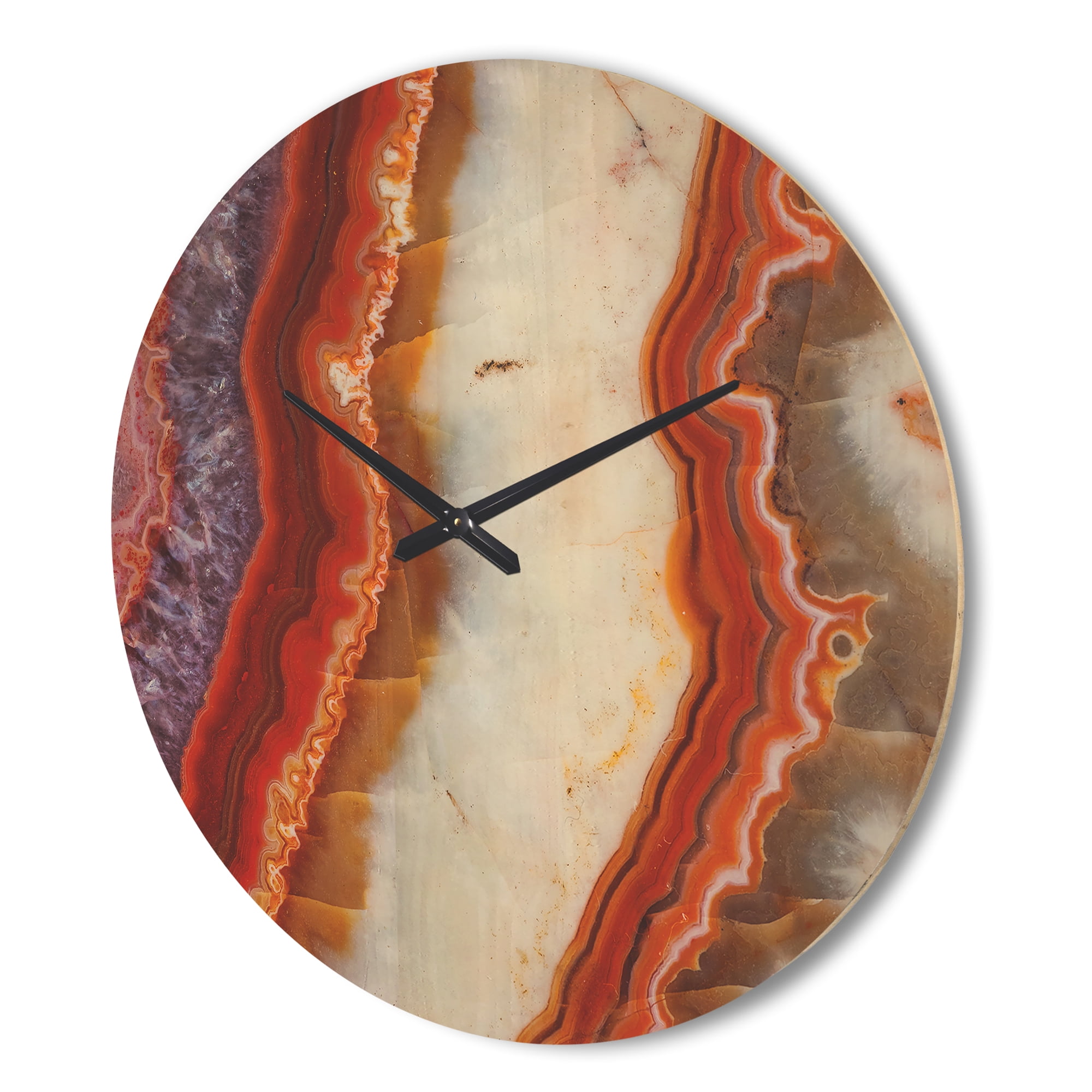 Designart 'Close Up Colorful Stone Stripes ' Modern Wood Wall Clock