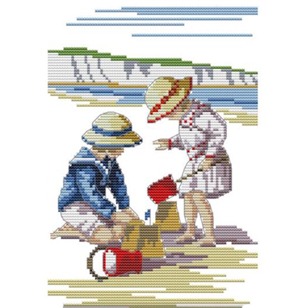 Punto de cruz parcial Play By The Sea 11CT Kits impresos de dobladillo de algodón DIY (K252) Hugtrwg Para estrenar