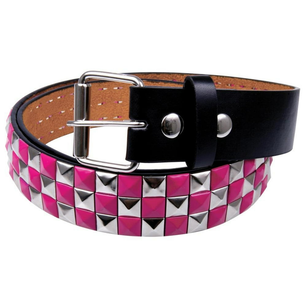 Old Glory Pink Checker Studded Leather Belt