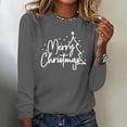 thumbnail image 2 of Timegard Womens Tops Merry Christmas Print Long Sleeve Crewneck Pullover Casual Loose Comfy Tops Fall, 2 of 4