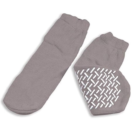 Slipper Socks Soft Sole 2XLarge Gray Ankle High