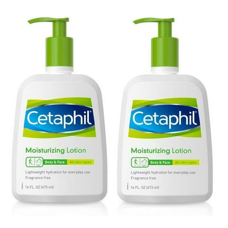Cetaphil Moisturizing Lotion for All Skin Types Body & Face Fragrance-Free - Pack of Two (2) x 16 fl oz