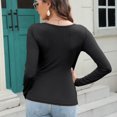 thumbnail image 2 of SWSMCLT Women's Long Sleeve Tshirt Fall Shirt Lightweight Blouse Slim Fit Home Ribbed Scoop Neck Spring Thin Comfy Black Large, 2 of 5