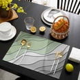 thumbnail image 3 of Sage Green Grey Ombre Placemats Set of 4, Modern Abstract Art Aesthetics Placemats for Dining Table, Place Mats for Kitchen Tabletop, Waterproof Wipeable Dining Table Mats Set, 3 of 9