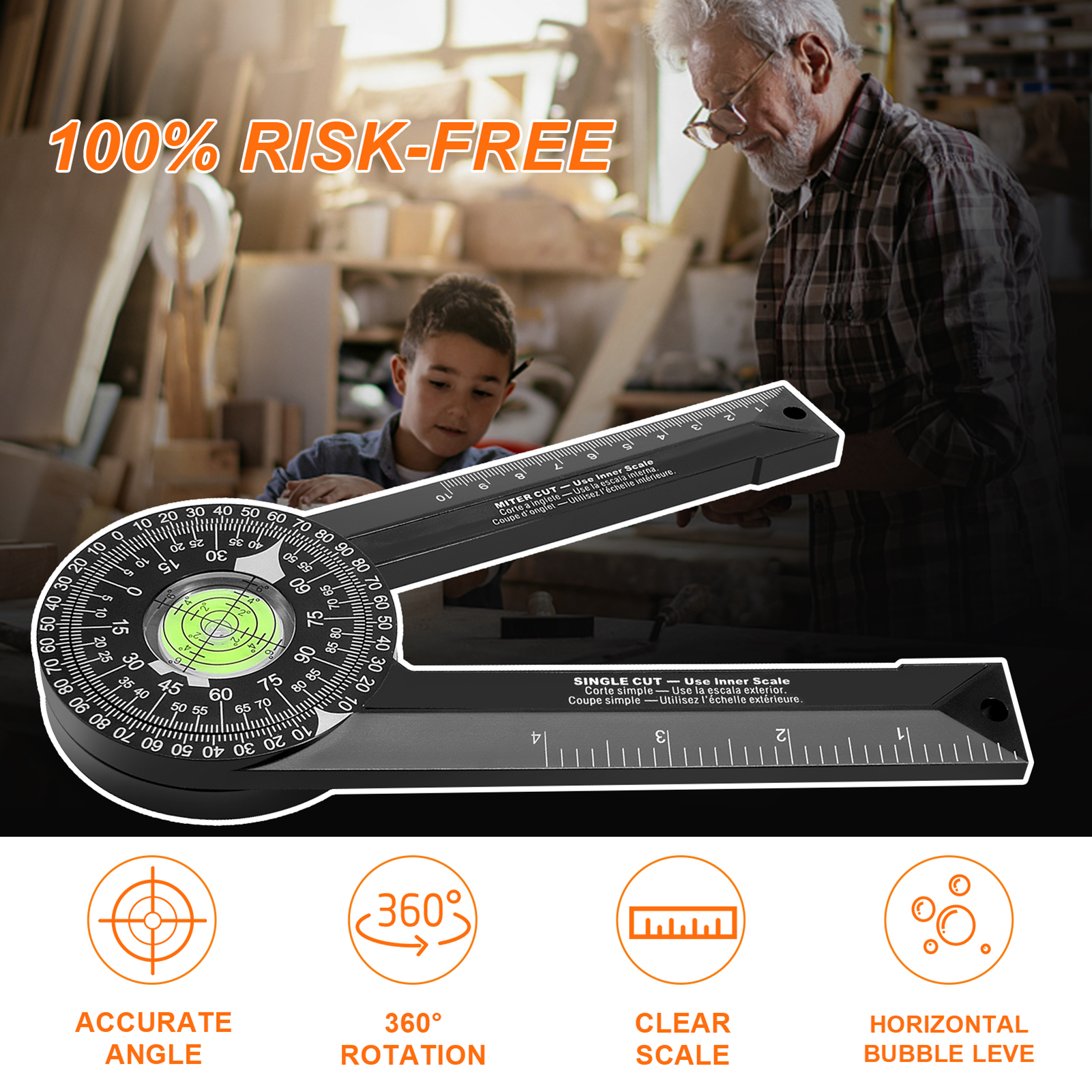 GoFJ 1 Set Professional Miter Saw Protractor Effective Antirust