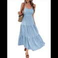 thumbnail image 1 of Vestido de Verano 2025, Estilo Bohemio, Sin Espalda, con Escote en V, Fluido, con Volantes, para Mujer. Azul L, 1 of 10