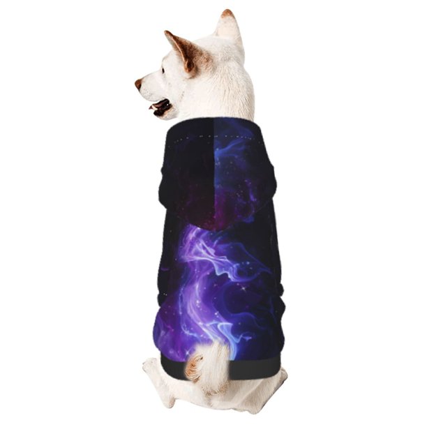Fotbe Purple And Blue Nebula Sudadera con Estampado para Perros Pequeños – Suéter con Capucha para Mascotas, Tela Suave de Forro Polar con Bolsillo-Large