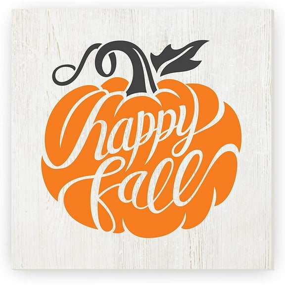 Happy Fall Pumpkin Rustic Wood Sign 12x12 (Unframed)