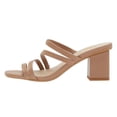 thumbnail image 3 of YDN Women's Strappy Square Open Toe Slide Sandals Slip On Block Mid Heels Mules Slippers Daily Dressy Party Shoes Size 8 Nude, 3 of 4