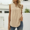 thumbnail image 4 of Summer Savings Clearance 2024! TAGOLD Womens Summer Tops,Women Casual Solid Lace Sleeveless Vest Splicing V-Neck T-Shirts Tops Beige 8, 4 of 6