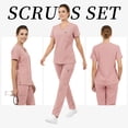 thumbnail image 2 of Niaahinn Scrubs for Women Set - V-Neck Top & Elastic Waist Pants for Nursing Uniforms with 7 Pockets, 2 of 7