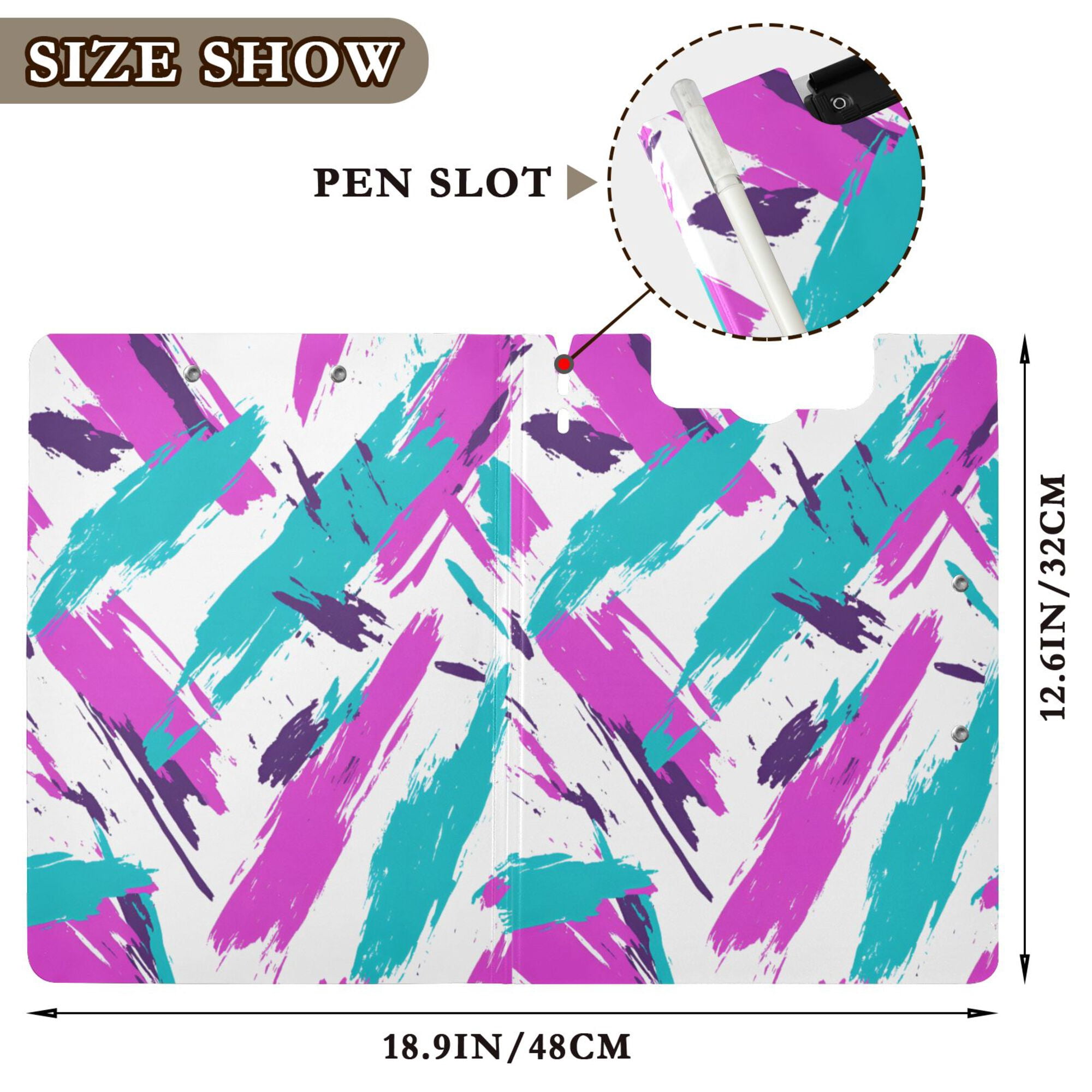 FORMRS A4 Clipboard Folder with Pen Holder Horizontal Foldable School Office Binder, Abstract Drawing