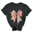 thumbnail image 5 of Women's Valentine's T-Shirt Short Sleeve Bow Print Crewneck Top for Romantic Dark Gray 2XL, 5 of 7