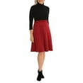 thumbnail image 6 of London Times high neck 3/4 sleeve ribbed top gold button detail faux suede skirt by Curated Brands, 6 of 6