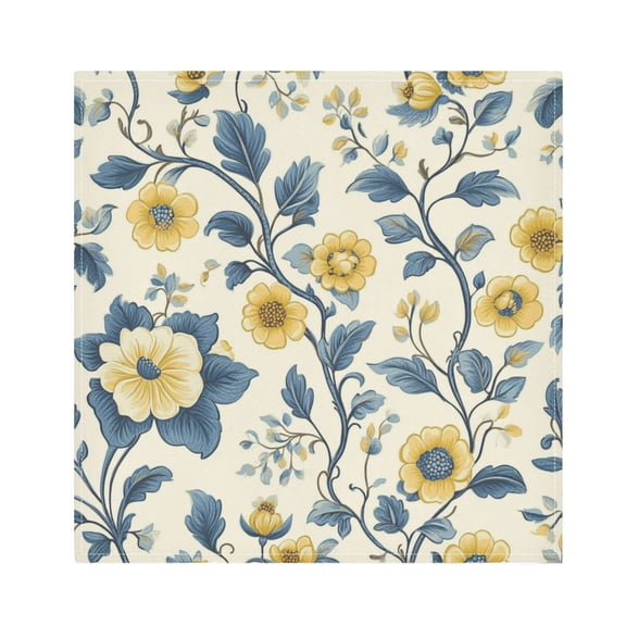 Qxltty Yellow Vintage Floral Pattern Napkins 20Ă—20in Perfect for Parties Dinners Weddings Cocktail Housewarming Cloth Napkins Set of 6