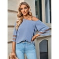 thumbnail image 5 of Purcoar Women's T-Shirt One Shoulder Short Horn Sleeve Top, 5 of 9