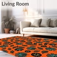thumbnail image 2 of ODIKA 5'x7' Machine Washable Non-Slip Area Rug, Urban Jungle Mosaic with Interlocking Leaf and Modern Grid Motifs High Traffic Rug, Orange, 718397, 2 of 7