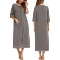 thumbnail image 1 of Albornoz de Mujer con Cremallera Frontal, Abrigo de Oficina, Pijama de Manga 3/4, Ropa Informal para Mujer, Longitud Completa, con Bolsillos, Gris, S-XXL, 1 of 5