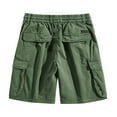 thumbnail image 5 of WREESH Men's Cargo Shorts Sports Csaual Elastic Waist Multi-Pockets Relaxed Summer Short Pants Outdoor Workout Shorts Olive Green, 5 of 8