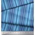 thumbnail image 3 of Soimoi Blue Japan Crepe Satin Fabric Vertical Stripe Printed Fabric 1 Yard 42 Inch Wide, 3 of 3