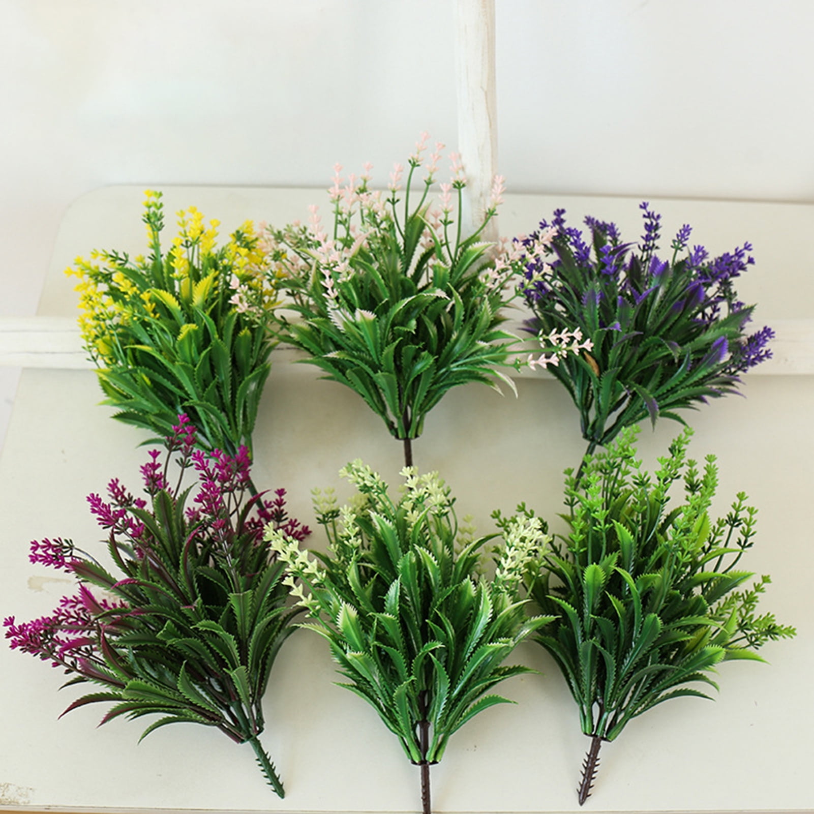 Visland 3PCS Artificial Plants Flowers Grass Shrubs Faux Plastic