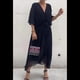 thumbnail image 4 of Vestido de Talla Grande para Mujer, Corta, Cruzado, Cuello en V, Abertura Alta, Volantes, . Negro 5XL, 4 of 5