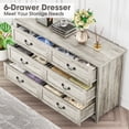 thumbnail image 4 of SUGIFT 6 Drawer Double Dresser, Wood Chest of Drawers for Bedroom, Gray Finish, 4 of 9