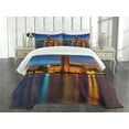 thumbnail image 3 of Ambesonne European Quilted Bedspread Set 3 Pcs, Stockholm Scenic Night, Queen Size, Blue Cinnamon Mauve, 3 of 5