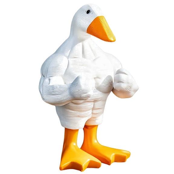 NYSCURE Funny Magnetic Goose Figurine 6.3 inch Quirky Muscular Duck Statue Desk Decor Bookshelf LivingRoom Ornament Gifts