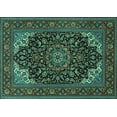 thumbnail image 1 of Ahgly Company Machine Washable Indoor Rectangle Medallion Turquoise Blue Traditional Area Rugs, 4' x 6', 1 of 4