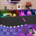 thumbnail image 4 of 6 Drawer Dresser with LED Lights and Charging Station Modern Chest of Drawers Storage Cabinet for Bedroom Living Room,Black, 4 of 10