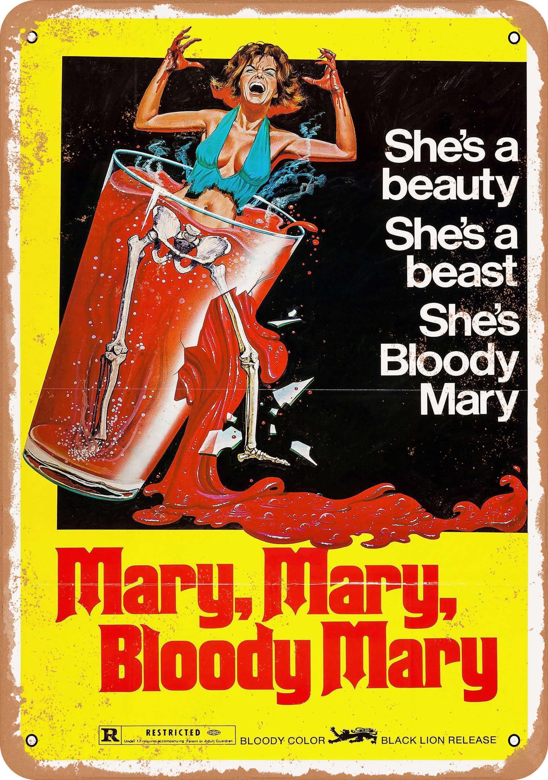 Tin Sign Alcohol Retro Bloody Mary Kitchen