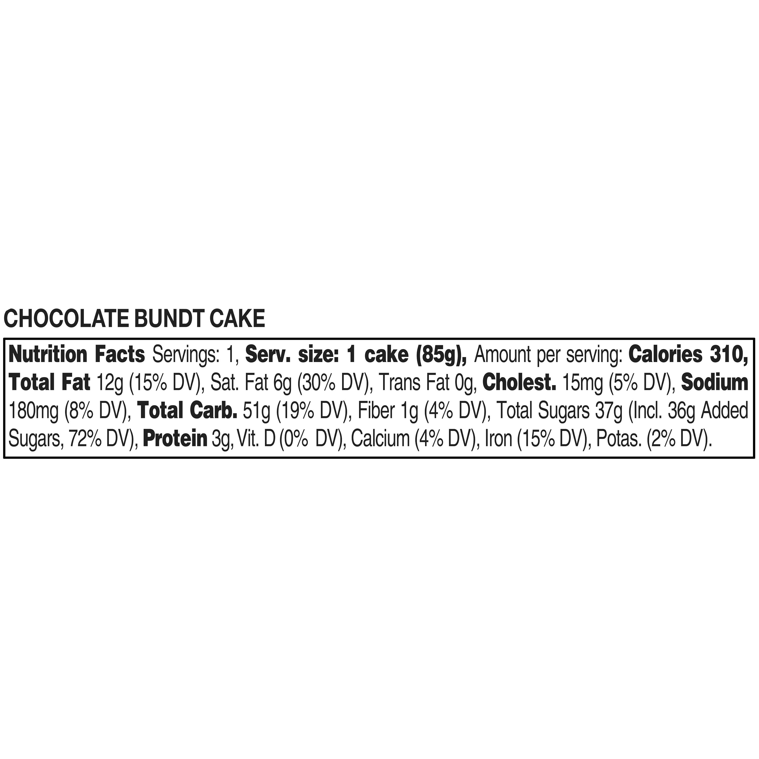Freshness Guaranteed Mini Chocolate Bundt Cake 3oz, Baked to Perfection