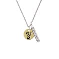 thumbnail image 2 of Delight Jewelry Goldtone Large Disc Letter - Y - 3/4'' Silvertone Mother Daughter Bar Charm Necklace, 23", 2 of 4