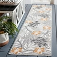 thumbnail image 2 of SAFAVIEH Cabana Blazhe Botanical Indoor/Outdoor Runner Rug, Grey/Ivory, 2' x 9', 2 of 12